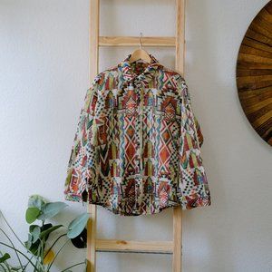 Colorful Geometric Long Sleeve Button Down Shirt
